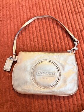 Coach Metallic Gold Leather Wristlet Pouch